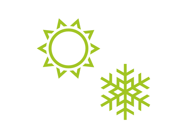 a sun and snowflake icon